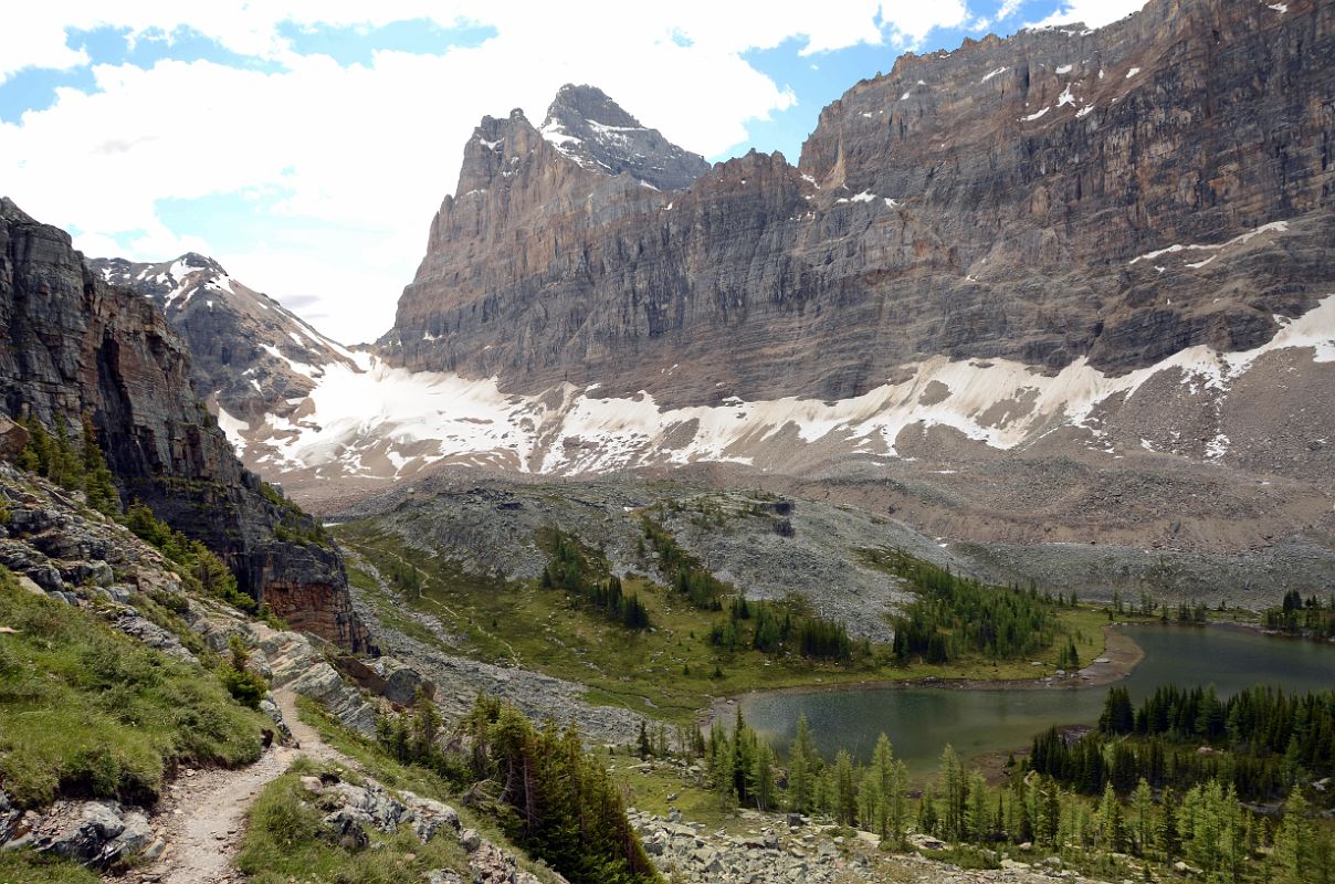45 Hungabee Lake, Mount Biddle and Schaffer Ridge From Near End Of Yukness Ledges Trail Near Lake O-Hara